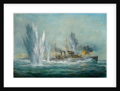 HMS Exeter engaging in the Graf Spree at the Battle of the River Plate, 2009 by Richard Willis