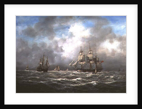 Frigate hove-to, Awaiting a Pilot by Richard Willis