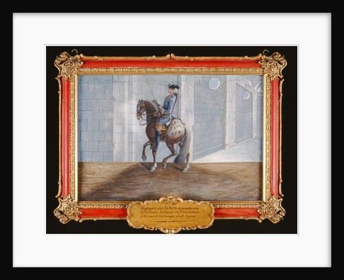 No. 20 A dapple grey horse of the Spanish Riding School performing the 'Volte' dressage step by Baron Reis d' Eisenberg