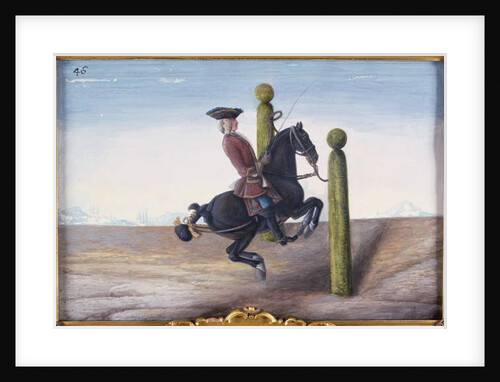 No. 46 A bay horse of the Spanish Riding School performing a dressage movement called the 'Croupade' by Baron Reis d' Eisenberg