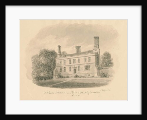 Buckinghamshire - Wellwick - Old House: sepia drawing vignetted, 1837 by John Buckler