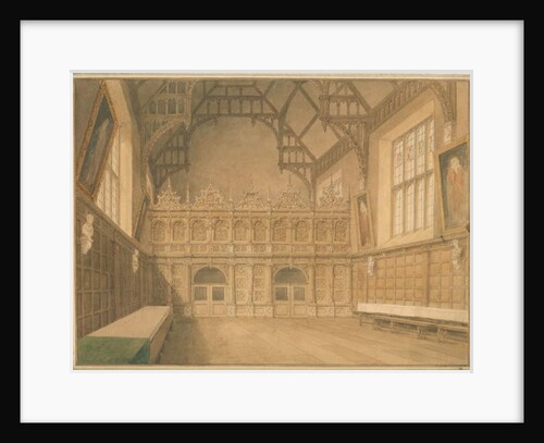 Cambridgeshire - Trinity College Hall - Interior View, 1818 by John Buckler