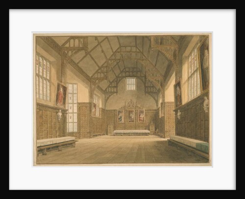 Cambridgeshire - Trinity College Hall - Interior View, 1818 by John Buckler
