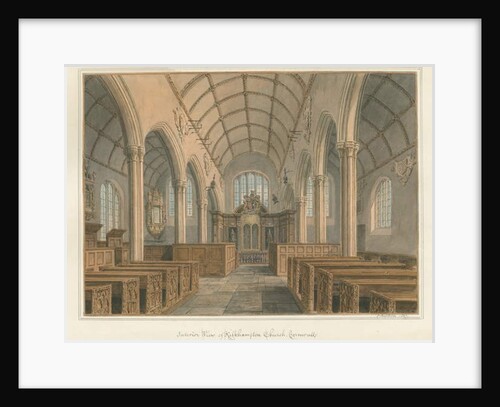 Cornwall - Kilkhampton Church - Interior View, 1827 by John Buckler