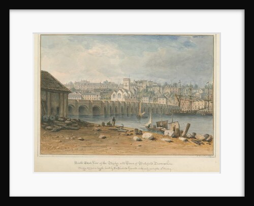Devonshire - Bideford - Bridge and Town, 1827 by John Buckler