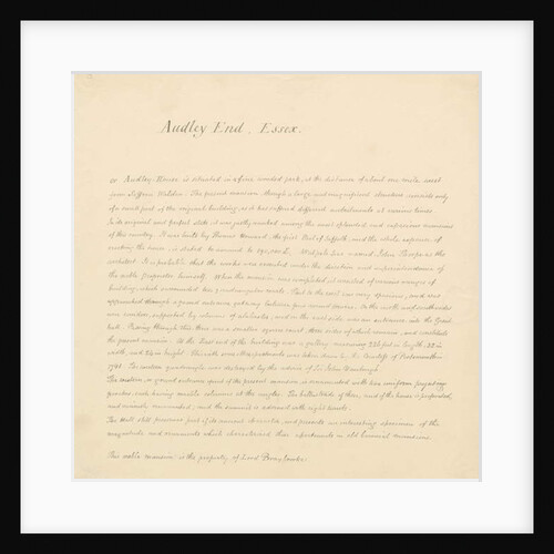 Essex - Audley End - Historical Description by John Buckler