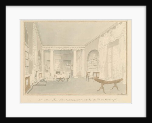 Kent - Bromley Hill - Interior of Library Drawing Room, 1816 by John Buckler