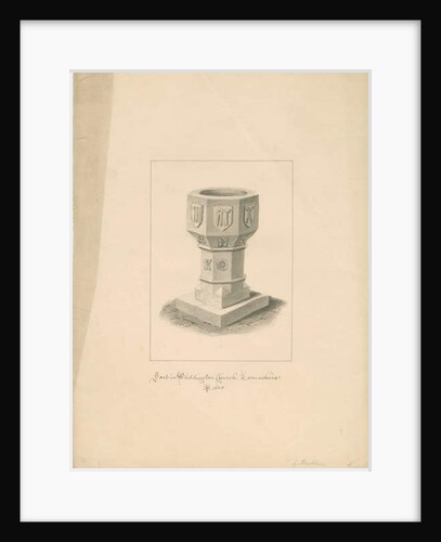 Lancashire - Waddington Church - Font by John Buckler