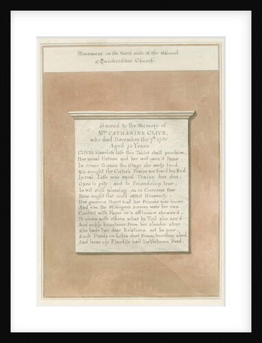 Middlesex - Twickenham Church - Monument by John Buckler