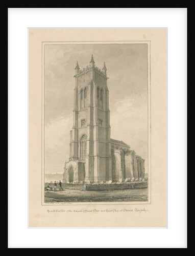 Norfolk - Cromer - St. Peter and St. Paul's Church: sepia drawing, 1847 by John Buckler