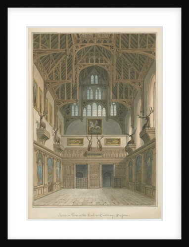 Sussex - Cowdray House - Interior of Hall, 1828 by John Buckler