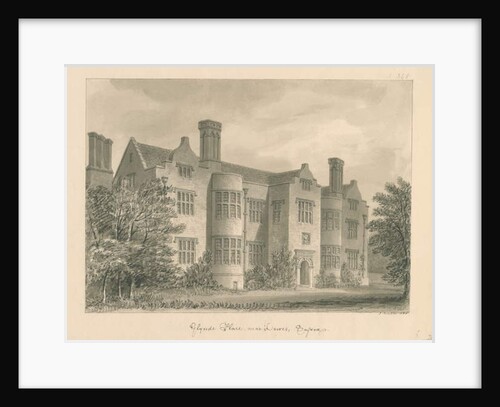 Sussex - Lewes - Glynde Place: sepia drawing, 1830 by John Buckler