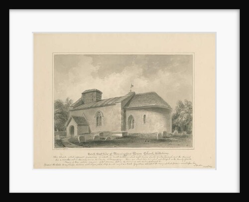Wiltshire - Manningford Bruce Church: sepia drawing, 1806 by John Buckler