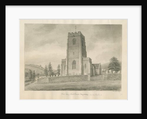Worcestershire - Clent Church: sepia drawing, 1847 by John Buckler