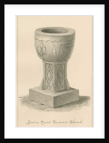 Worcestershire - Droitwich - Saint Andrew's Church Font, 1833 by John Buckler