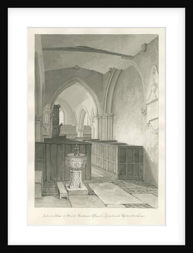 Worcestershire - Droitwich - Saint Andrew's Church Interior : sepia drawing, 1833 by John Chessell Buckler