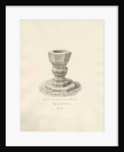 Worcestershire - Hampton Lovett Church - Font by John Buckler