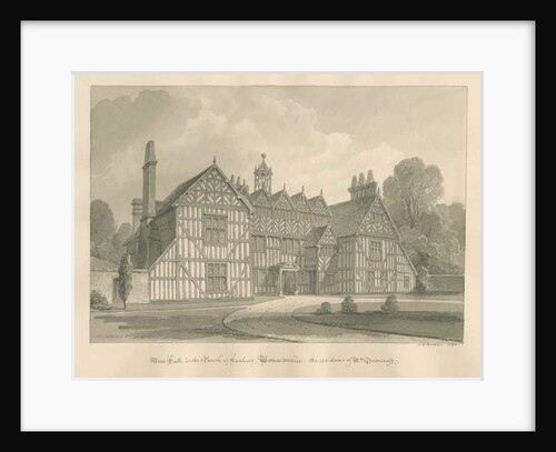 Worcestershire - Hanbury - Meer Hall: sepia drawing, 1833 by John Chessell Buckler