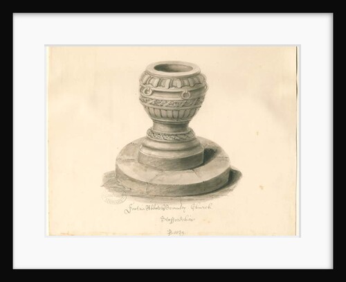 Font in Abbots Bromley Church : sepia drawing, 1839 by John Buckler