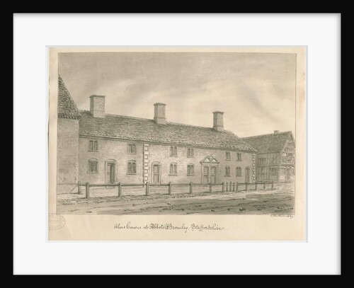 Abbots Bromley Almshouses: sepia drawing, 1839 by John Buckler