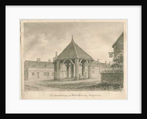 Abbots Bromley - Market House and Stocks: sepia drawing, 1839 by John Buckler