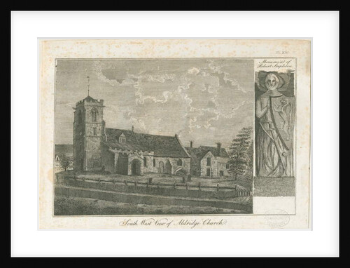 Aldridge Church: engraving, nd [1762-1802] by Stebbing Shaw