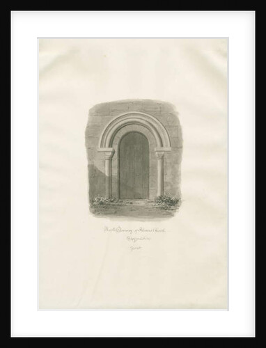 Alrewas Church - North Doorway: sepia drawing, 1848 by John Buckler