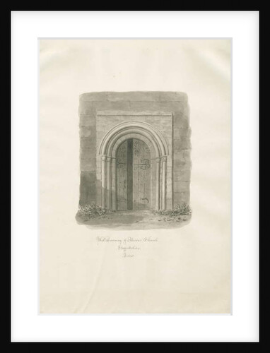 Alrewas Church - West Doorway: sepia drawing, 1848 by John Buckler