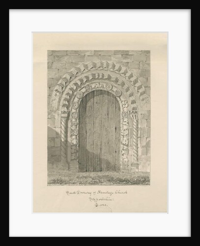 Armitage Church - South Doorway: sepia drawing, 1823 by John Chessell Buckler