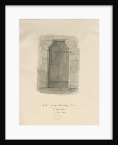 Armitage Church - North Doorway: sepia drawing, 1820 by John Chessell Buckler