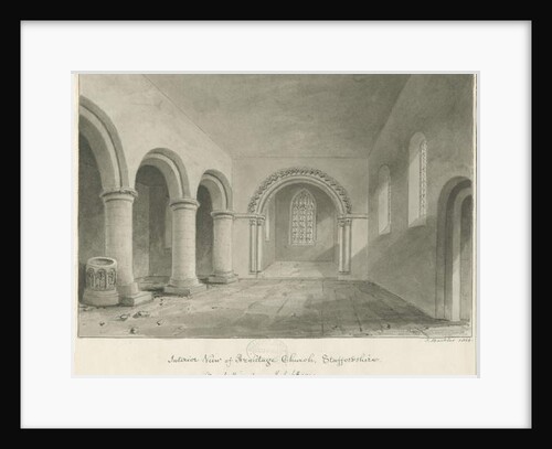 Interior of Armitage Church: sepia drawing, 6 Jul 1844 by John Buckler