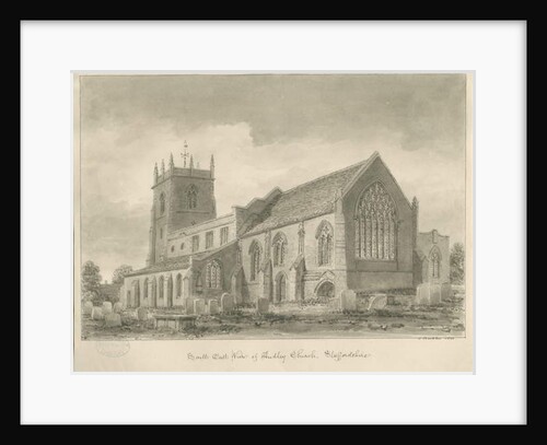 Audley Church: sepia drawing, 1840 by John Buckler