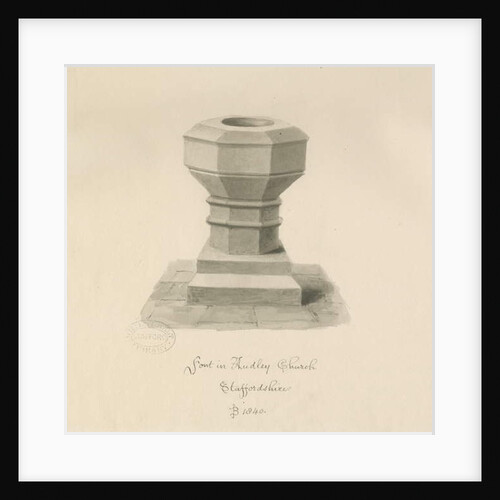 Font at Audley Church by John Buckler