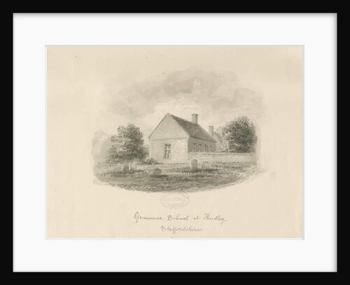 Audley Grammar School: sepia drawing, 1840 by John Buckler