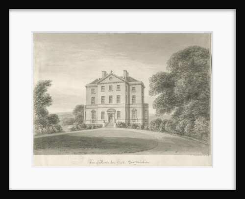 Barlaston Hall: sepia drawing, 1844 by John Buckler