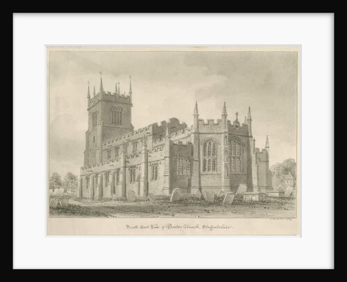 Barton under Needwood Church: sepia drawing, 1839 by John Buckler
