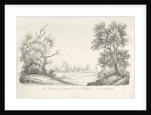 Barton under Needwood Village: pen and ink drawing, 1836 by John Robert Fernyhough