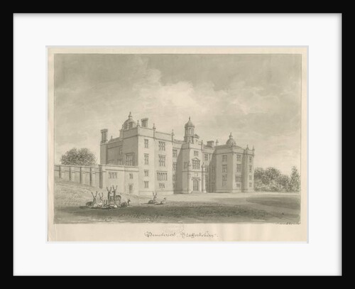 Beaudesert Hall and Park: sepia drawing, 1815 by John Buckler