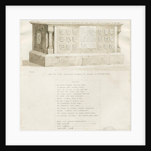 Tomb in Biddulph Church - 'William Bowyer' : sepia drawing, 1837 by School English