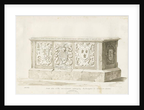 Tomb in Biddulph Church - William Bowyer : sepia drawing, 1837 by Thomas Peploe Wood