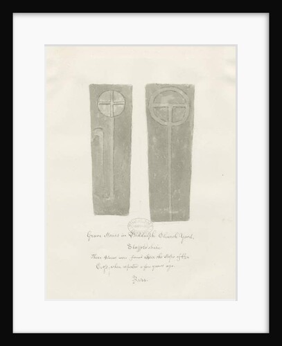 Grave stones in Biddulph Churchyard: sepia drawing, 1844 by John Buckler