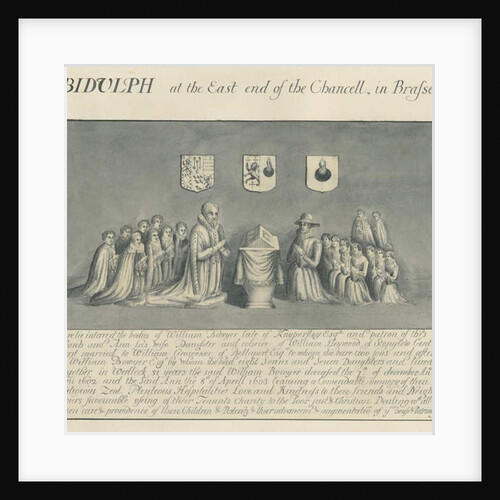 Brass plate in Biddulph Church - William Bowyer of Knipersley : pen and wash drawing, nd [?19th cent] by John Robert Fernyhough