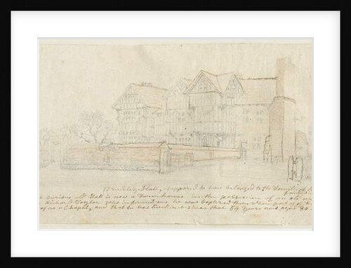 Kingswinford - Bradley Hall: tinted pencil drawing, 1797 by School English