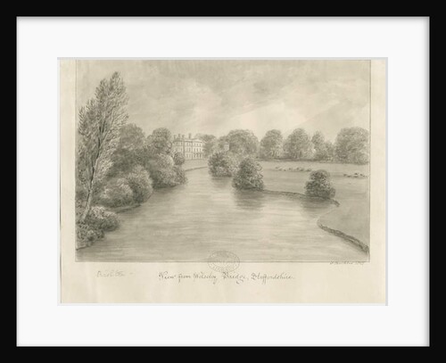 Bishton Hall: sepia drawing, 1841 by John Buckler