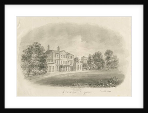 Bishton Hall: sepia drawing, 1842 by John Buckler