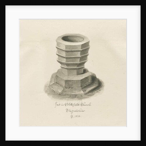 Font in Blithfield Church by John Buckler