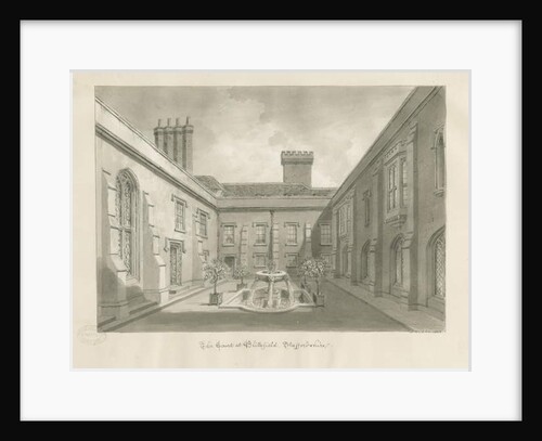 Blithfield Hall - Courtyard: sepia drawing, 1823 by John Buckler