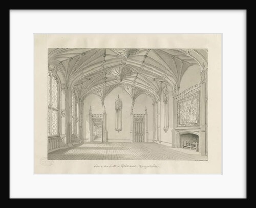 Interior of Blithfield Hall: sepia drawing, 1823 by John Chessell Buckler