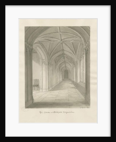 Blithfield Hall - Cloisters: sepia drawing, 1823 by John Buckler