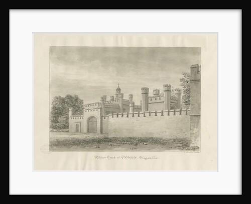 Blithfield Hall - Kitchen Court: sepia drawing, 1823 by John Buckler